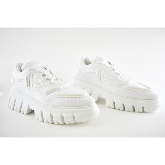 Prada Monolith Evolution Thunder Lug Sole White Platform Flat Low Sneaker 38.5 - Picture 3 of 12